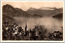 Weggis Am Vierwaldstattersee Switzerland Lake Lucerne Real Photo RPPC Postcard