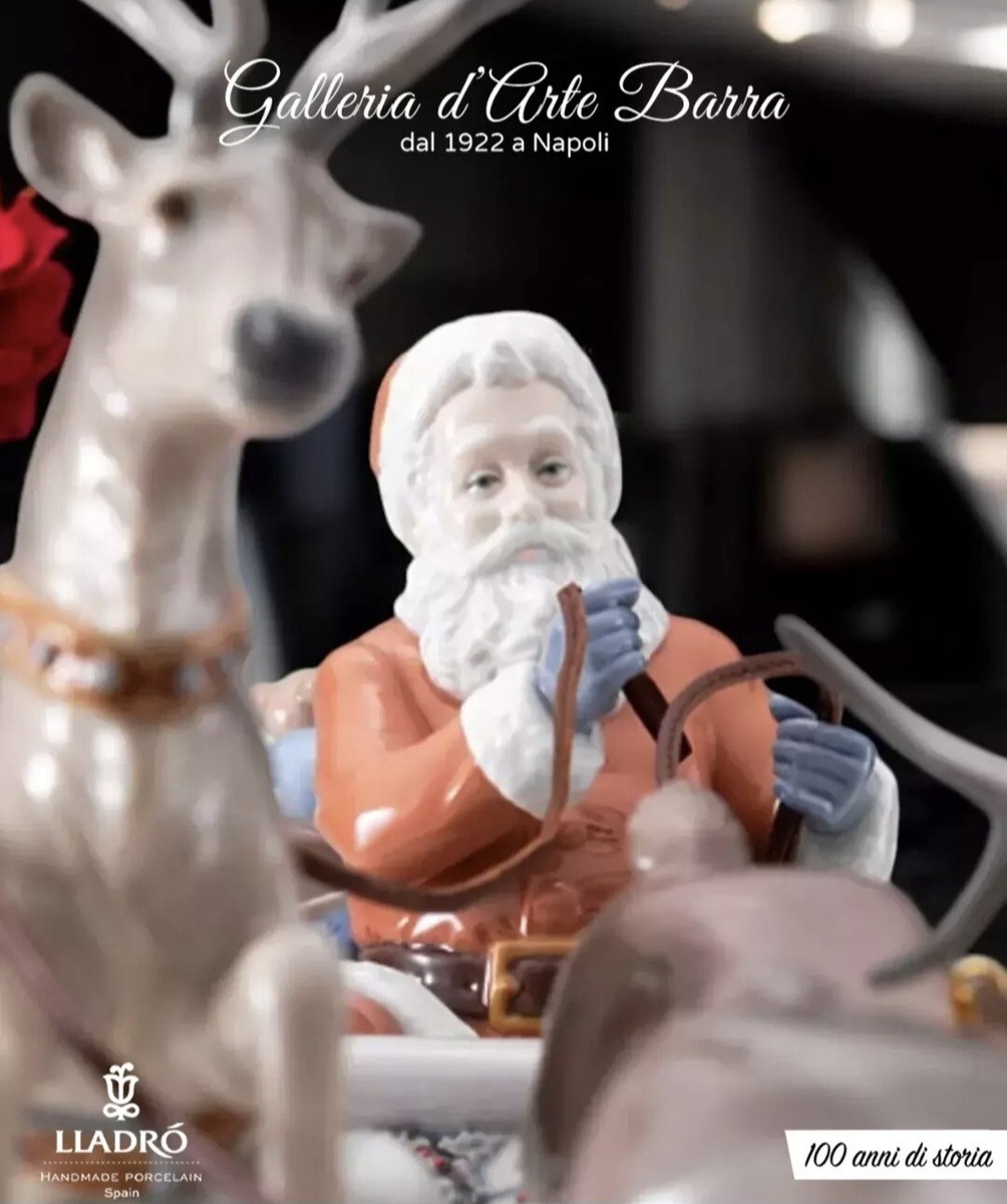 Lladró Porcelain Sculpture The Journey Of Santa Claus With Sleigh