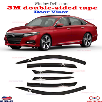 3M Tape SMOKED DOOR VISOR WINDOW VENT DEFLECTOR  6pcs Honda Accord 4DR 2018-2022