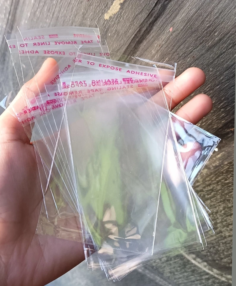 100 Pcs BOPP Self Adhesive Resealable Clear Pouch Bag for Multi Use  4x2 inch - Image 2 of 4