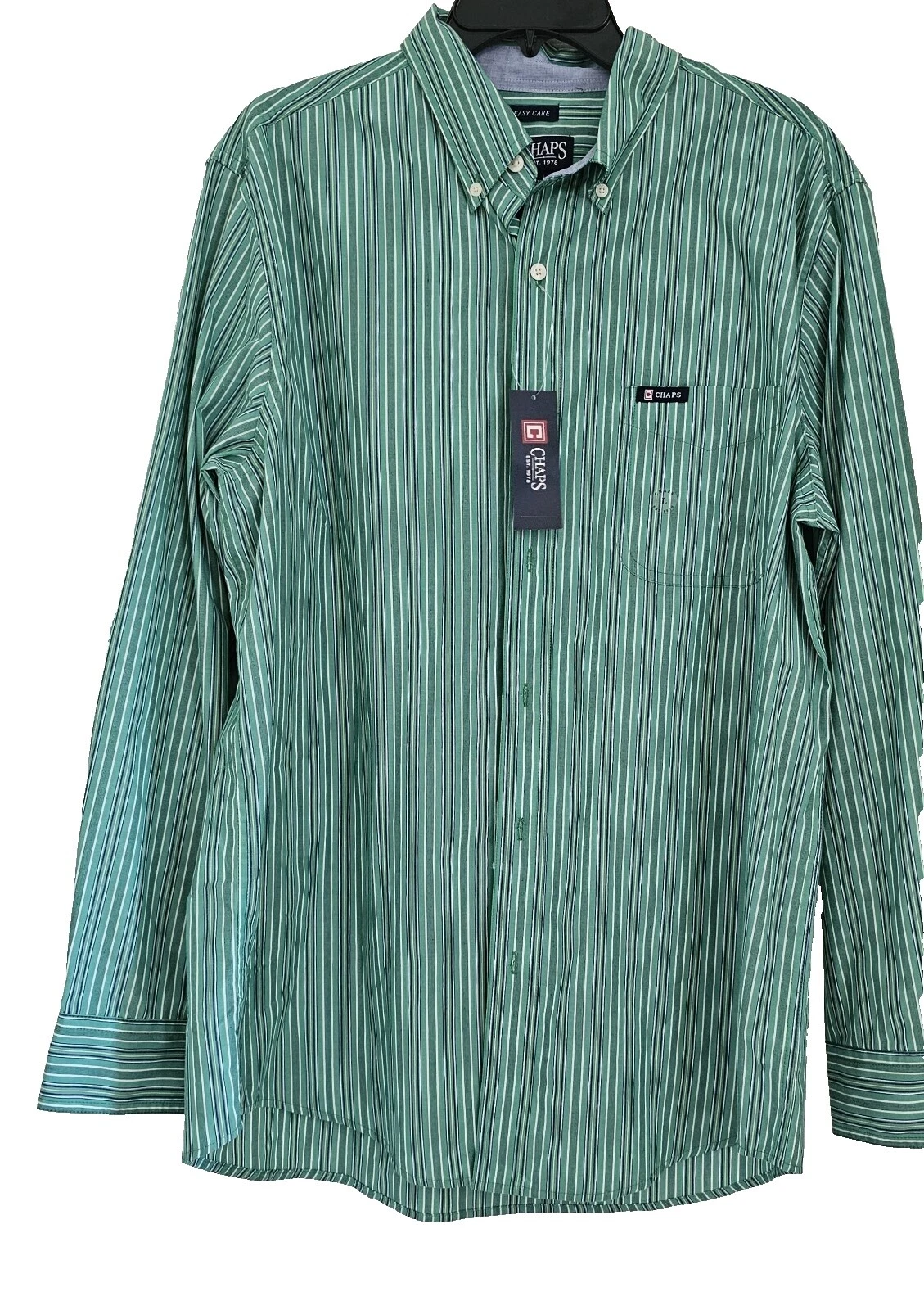 Camisas informales con botones para hombre Chaps de poliéster a rayas