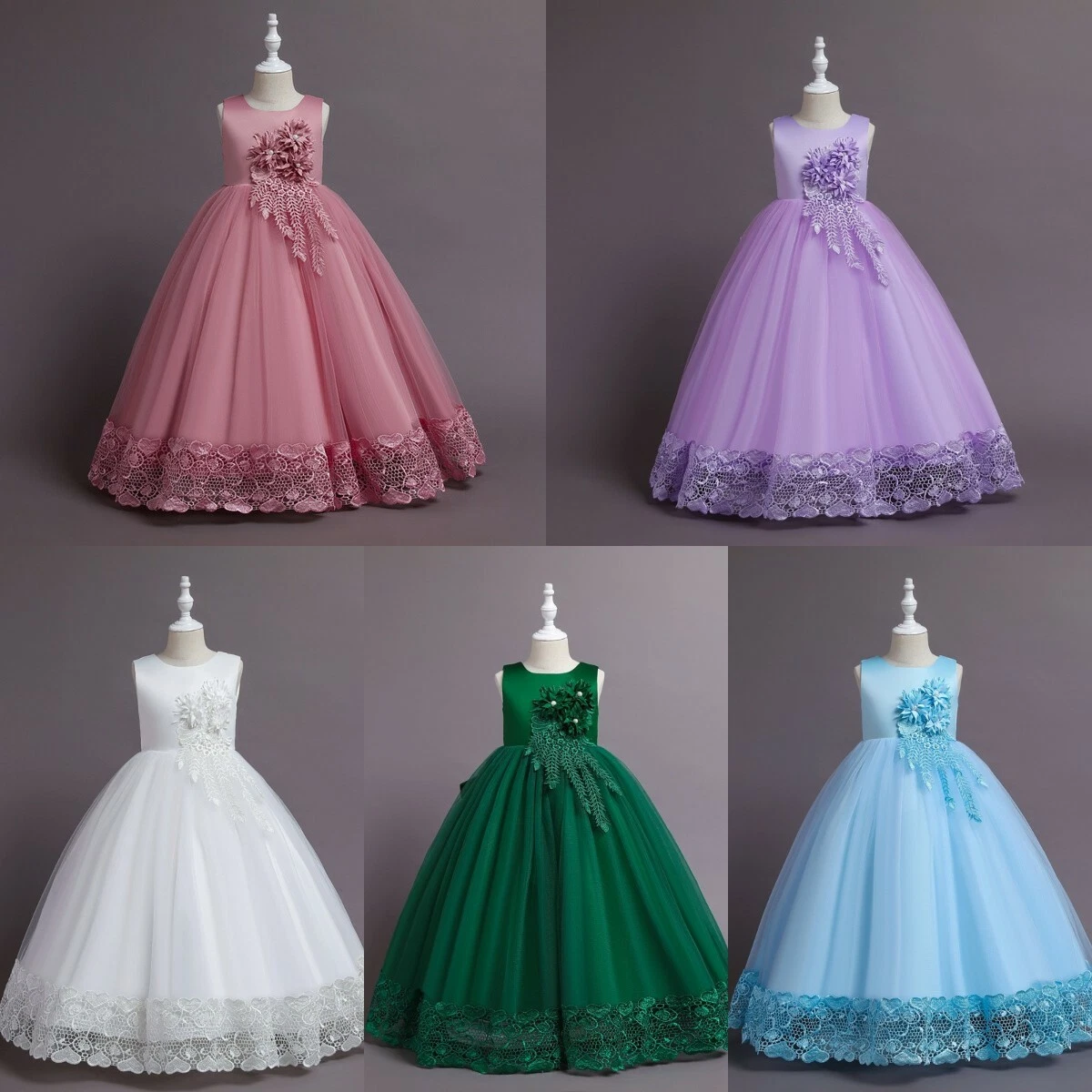 New Kids Flower Girls Bridesmaid Wedding Princess Tulle Dress Pageant Ball  Gown | eBay