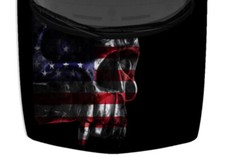 Demon Skull Fangs USA Flag Grunge Tattoo Truck Car Hood Wrap Vinyl Decal Graphic