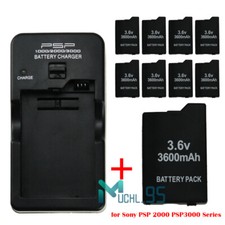 LOT 3.6V 3600mah Rechargeable Battery Pack for PSP Slim 2001 2000 3000  Charger