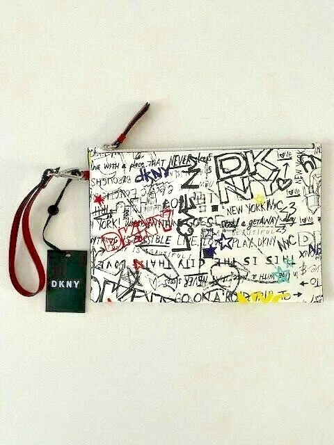 DKNY Graffiti Zoe Zip Wristlet Card Holder Purse