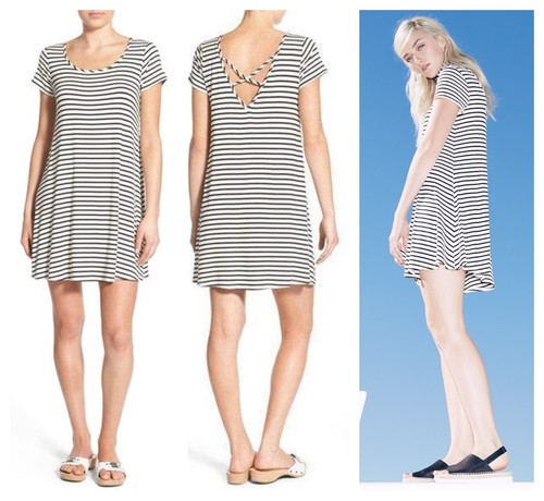 STRIPE CAP SLEEVE DRESS Sz XS 