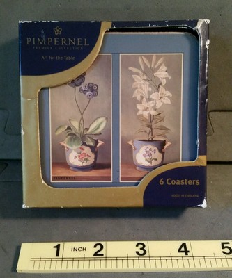  6 Cork Coasters Perisian Flowers Pimpernel Premier Collection England