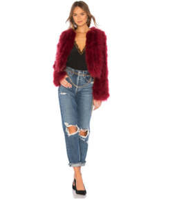 red feather coat