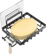 Soap Dish with Hooks and Razor Holder: No Drilling, Wall Mounted for Shower