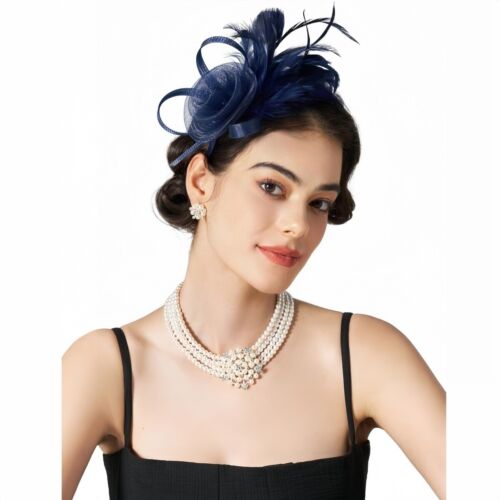 Women Cocktail Party Fascinator Derby Hat Wedding Church Kentucky Formal Mesh - Picture 8 of 21