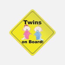 Twins On Board Boy  Girl Bunny Cute Funny Baby Vinyl Sticker Decal