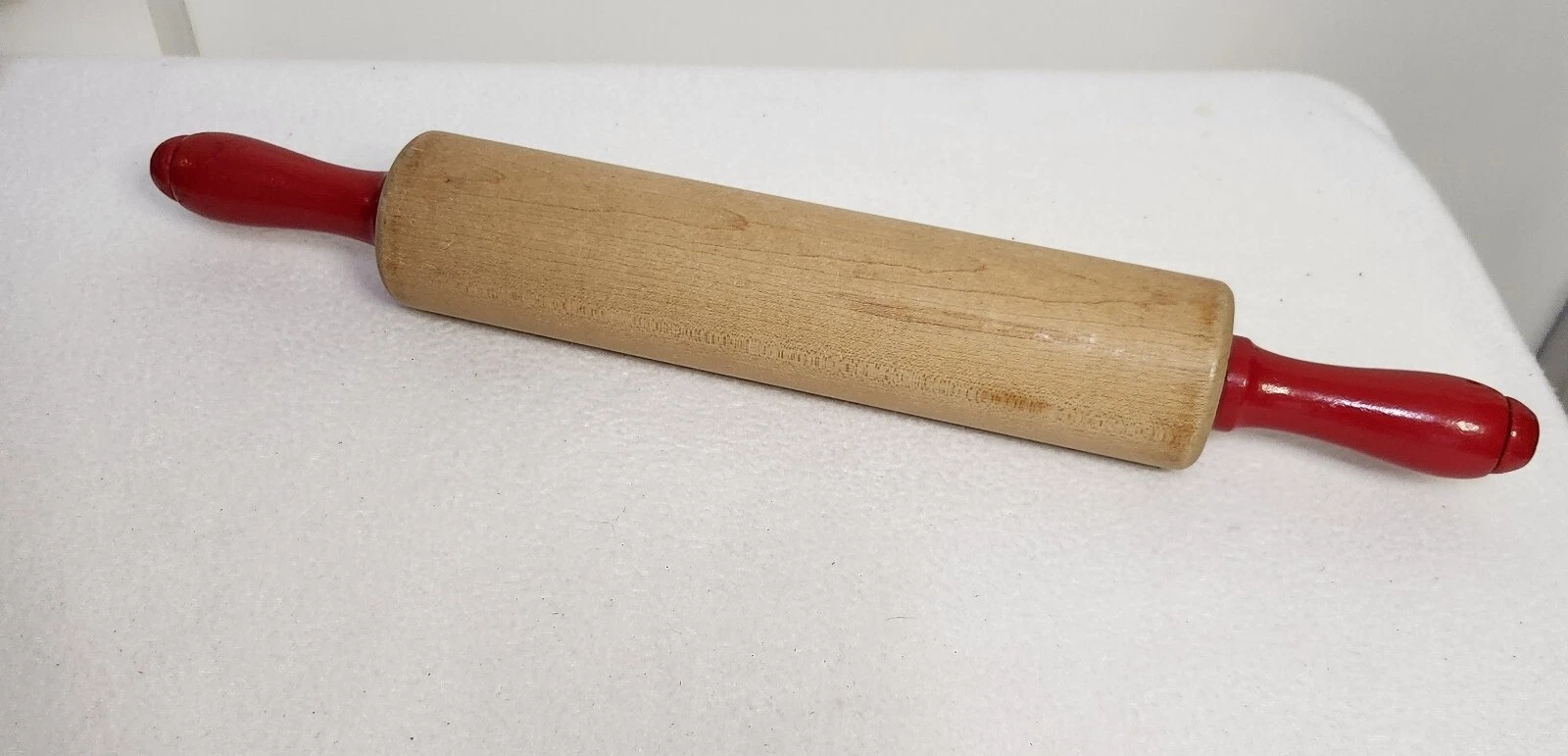 1950's Hardwood Maple Wooden Free Rolling Rolling Pin with Handles 7" Round BAKE