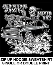 1968-74 OLD SCHOOL MUSCLE HOT ROD RACE BLOWER CAR SKULL ZIP HOODIE SWEATSHIRT 12