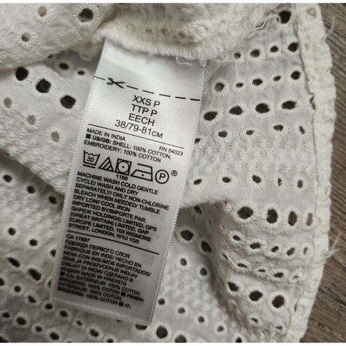 Blusa Banana Republic occhielli donna XXS bianca con volant manica svasata top cotone - Foto 6 di 6