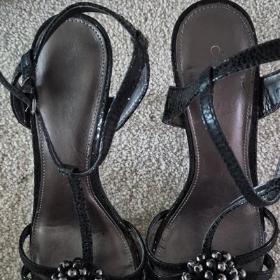 Calvin Klein Collection Black Leather Strappy Stiletto Heels Open Toe UK 5 - Image 1 of 4
