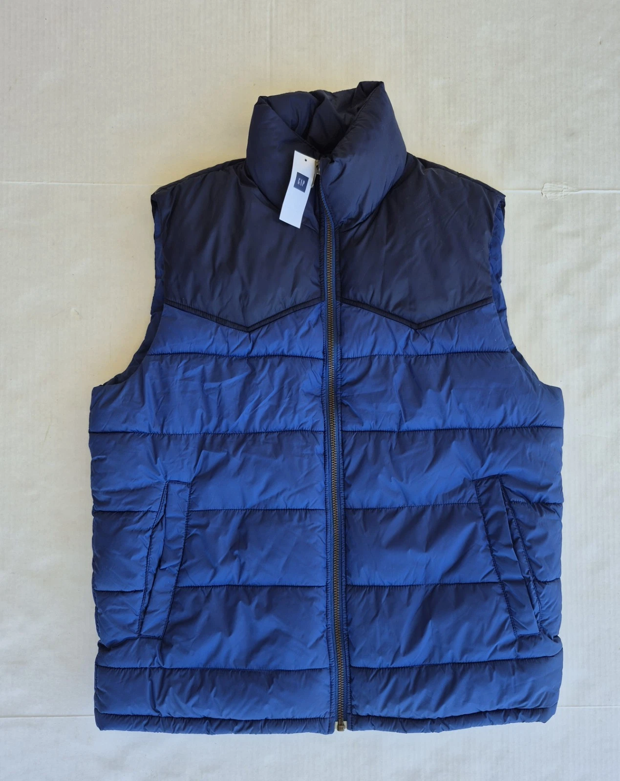 Gap Full Front Zip Blue Puffer Vest Men's Size Small