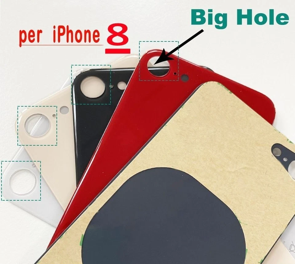 iPhone 8  - Coperchio posteriore in VETRO  con Foro GRANDE - Applicazione Facile - Immagine 4 di 4