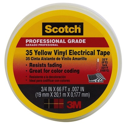Scotch Vinyl Electrical Tape 3/4 '' X 66 ' 18 C Yellow