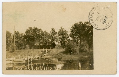 1907 Howells Villa West McHenry IL Illinois Waterfront Dock RPPC Postcard