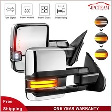 Pair Chrome Power Heated Tow Mirrors For Chevy Silverado Tahoe Gmc Sierra Yukon Pair Chrome Power Heated Tow Mirrors For Chevy Silverado Tahoe Gmc Sierra Yukon