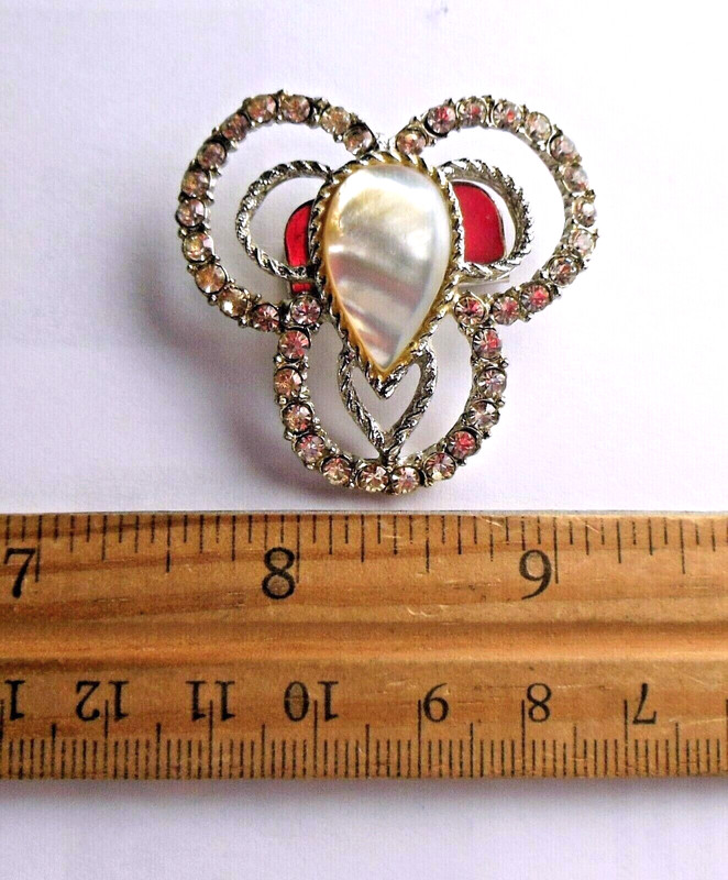 Vintage Shoe Clip Single MOP Mother of Pearl Rhinestones