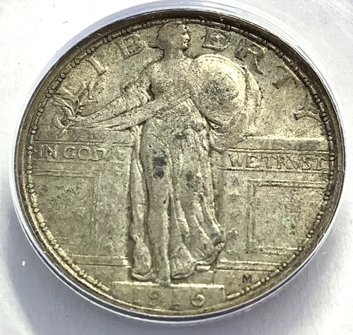 1916 Standing Liberty Quarter-ANACS VF30 Details! Key Type Coin!