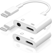 2-Pack Lightning to 3.5mm Headphone  Charging Adapter Cable Splitter - Slim MFi