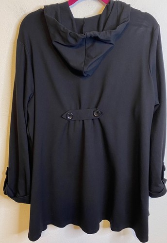 CHRISTIAN SIRIANO Black Ponte Swing Jacket Coat Women's Plus 1X 18/20 Hooded - Picture 2 of 4