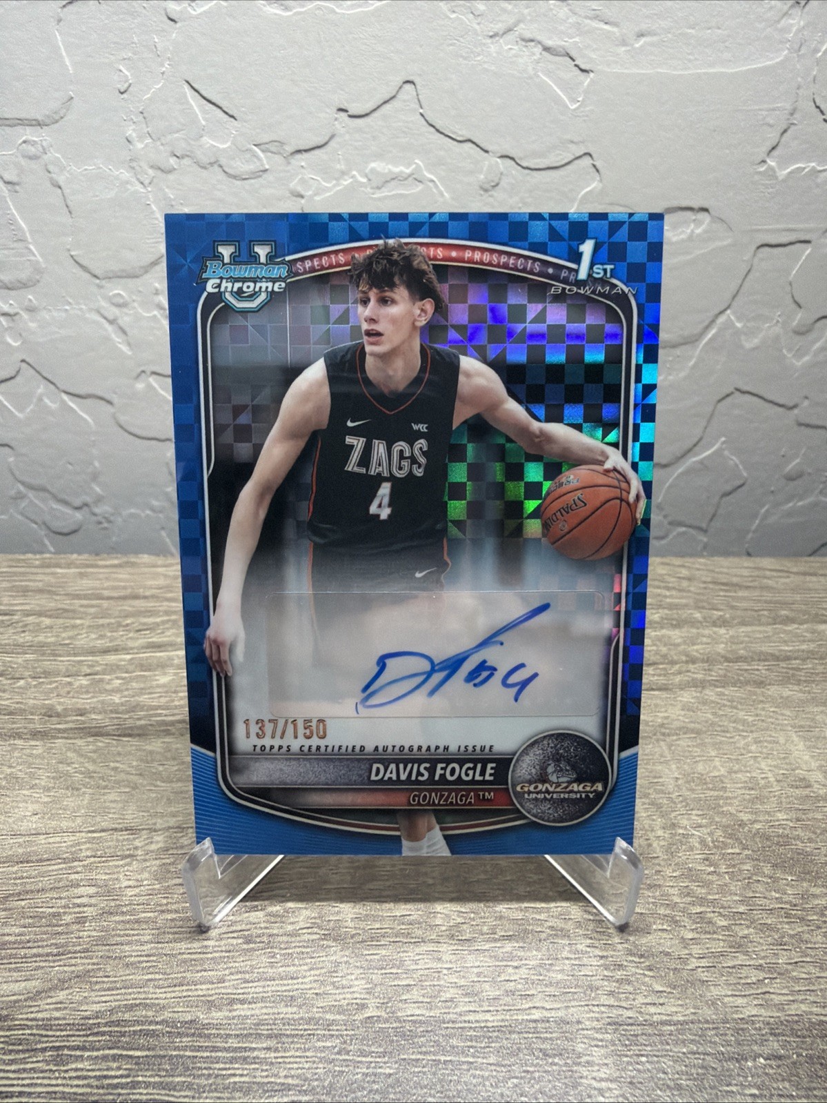 2025-26 Bowman Chrome University Davis Fogle Blue Xfractor Auto /150 #CPA-DF