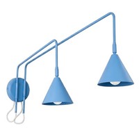 Wandleuchte Stahl Hellblau 2-Flammig Schalter E14 B:150 Cm Wandlampe Treppenhaus