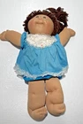 Vintage 1985 Cabbage Patch Girl Madison Rose Mold Brown Hair Blue Dress