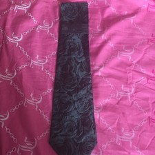 Men s Black Floral Pattern Necktie Tie, Pointed Style, Black Floral Tie