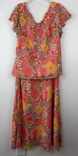 Vintage Floral Skirt Set 2 Piece Top Womens 8 Small Whimsical Romantic Flowy