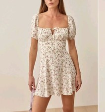 Reformation Corbin Dress Womens 2 Ivory Pink Floral Milkmaid Cottagecore Mini