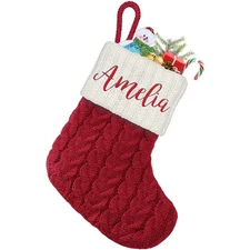 Mini Custom Christmas Stockings with Names Red Personalized Knitted Christmas St