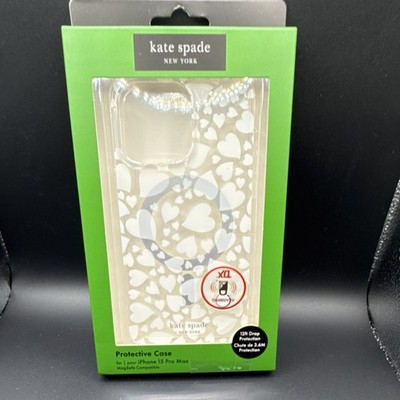Kate Spade Heart MagSafe Case Clear White for iPhone 15 Pro Max Drop Tested