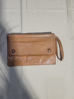 Vintage Genuine Leather/Suede Camel Clutch Purse