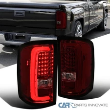 Fits 14-18 GMC Sierra 1500 2500HD 3500HD Taillights Brake Lamp w/ LED Bar (Red)