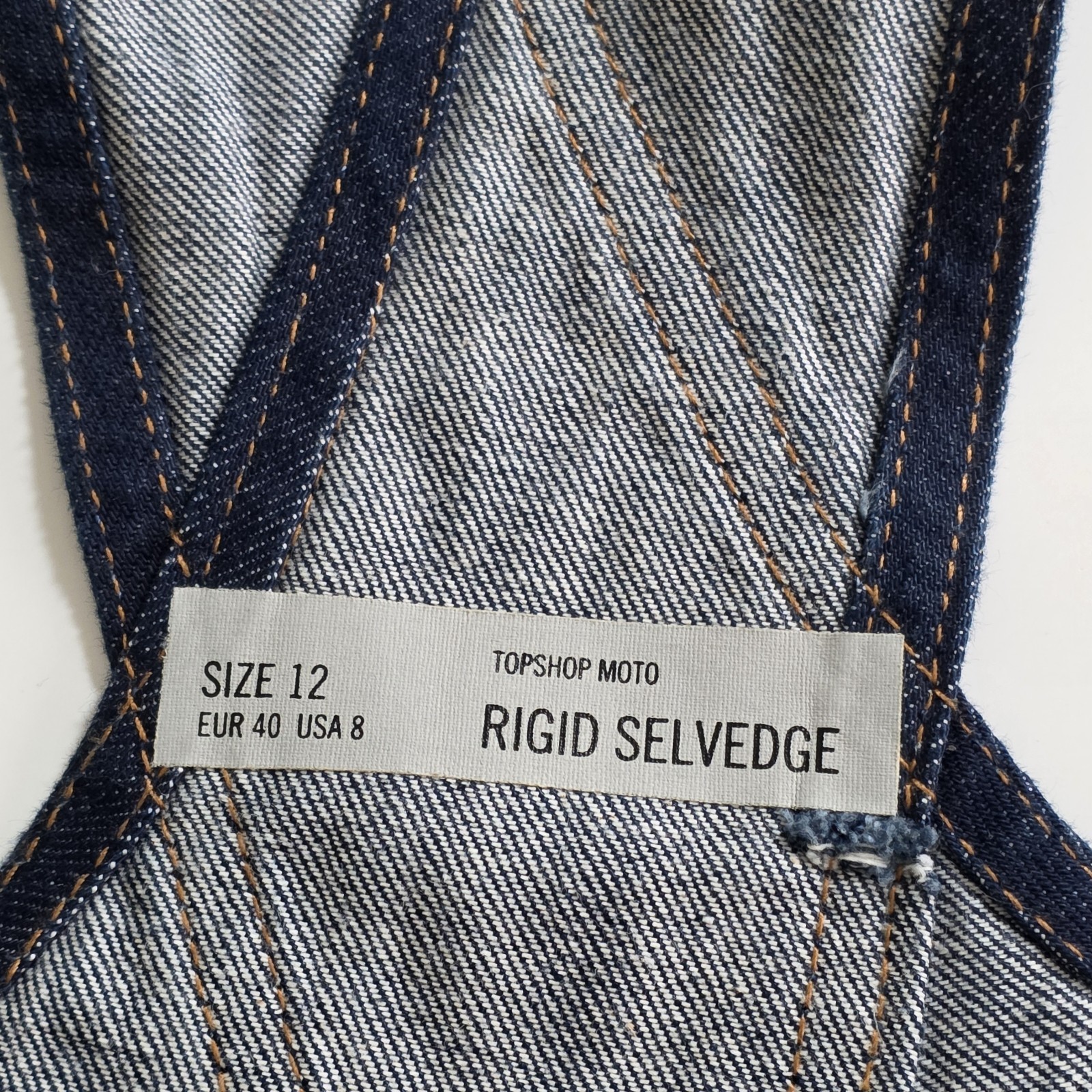 Topshop Moto Selvedge Denim Overalls Womens US 8 Navy Rigid Italy Preppy Grunge image 3