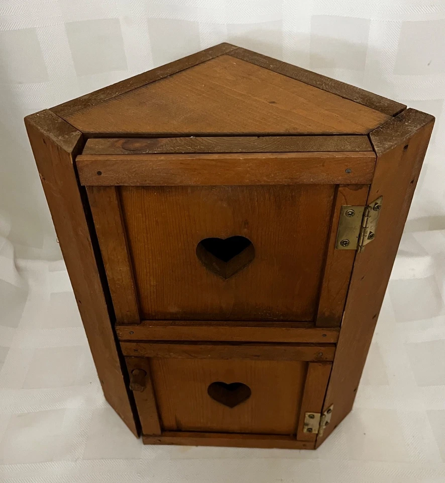 Armario/armario esquinero de madera con puerta con bisagras ~ manchado Foto 2 de 4