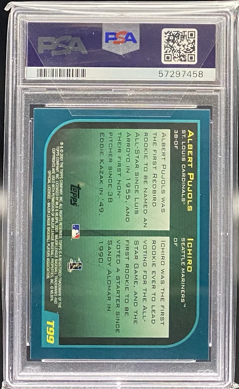 2001 TOPPS TRADED #T99 ALBERT PUJOLS/ICHIRO PSA 10 view 2