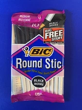 Vintage 1994 Bic Round Stic Pens Pkg Of 10 Black Ink  NIP Made In The USA