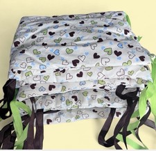 Baby Shopping Cart Cover Heart Print with White, Brown, Green, Blue Ribbon Ties