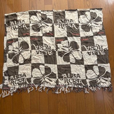 Alba Rosa  Hibiscus  147cm x 102cm Stoles Shawl Scarf Khaki color from Japan