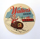 Vintage Walter's Beer Snow Barrel Snowmobile Christmas Winter Sticker Decal Sign