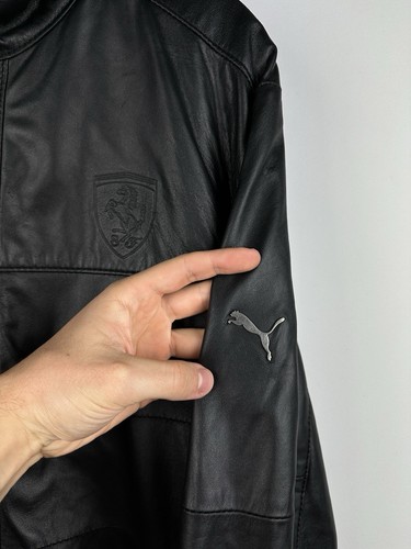 Vintage Puma Ferrari 10th Anniversary Partnership Black Leather Jacket Men’s XL - Picture 5 of 21