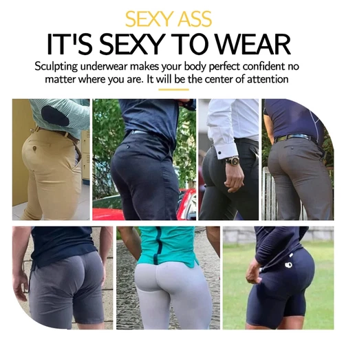 US Herren High Waist Kompression Boxershorts Bauch Slim Mieder Hose Body Shaper - Bild 14 von 30