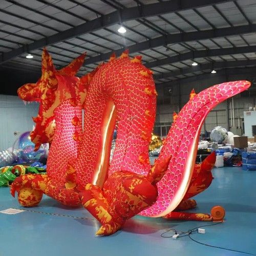 Drago Gonfiabile Gigante 8m Drago Decorazione Pubblicità Gonfiabile con Illuminazione - Foto 3 di 7
