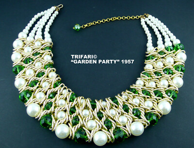 TRIFARI STATEMENT COLLIER   ''GARDEN PARTY'' , USA 1957
