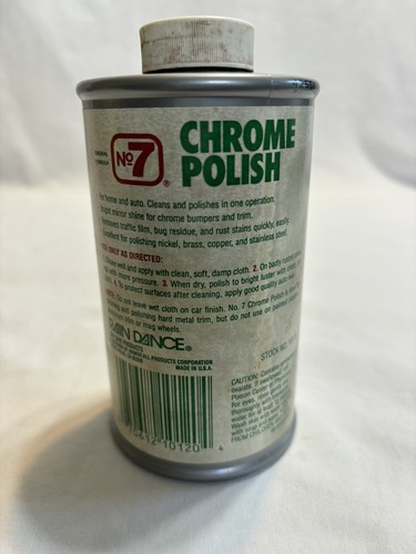 Vintage No 7 Chrome Polish Original Formula 11 Oz About Half Full Stock #10120 - Picture 3 of 8